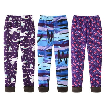 Esaierr Girls Baby Winter Leggings Fleece Lined Leggings for Kids Toddler, 3-12Y Baby Thick Warm Cotton Print Leggings Stretch Pants 3pcs