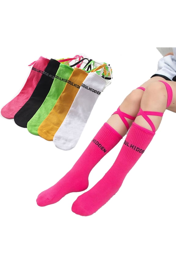 Girls Bandage Knee High Socks for Kids Baby Fluorescent Color Mid-Calf Socks Bundled Half-Calf Socks Spring Fall Compression Socks 3 Pairs