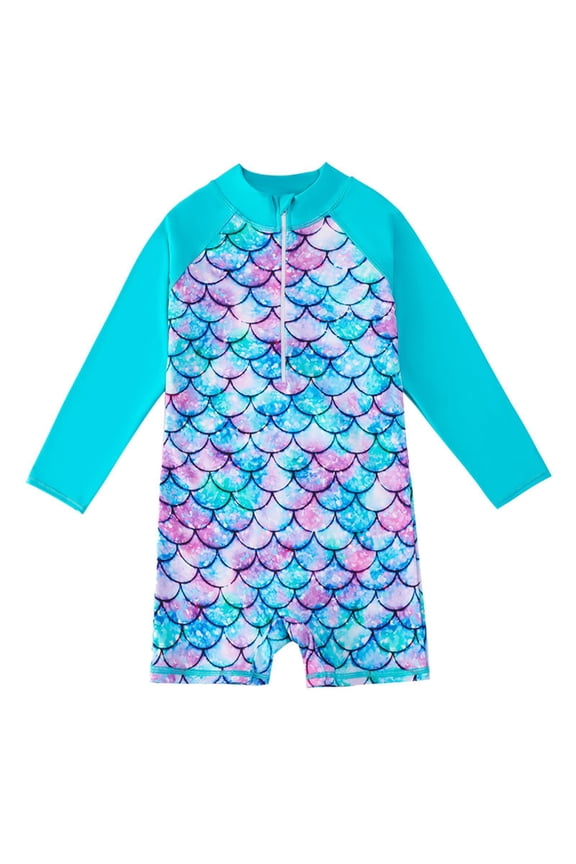 Girls Boyleg One Piece Swimwear Upf 50 Front Zip Surf Wetsuit Kids Ages 4-12 Sun Protection Bathing Suit
