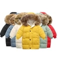 thumbnail image 1 of Esaierr 1-10Y Baby Kids Winter Hooded Cotton Jacket Girls Boys Large Sweater Neck down Coats Solid Colors Warm Cotton Coats Mid-Length Thickened Outerwear, 1 of 5
