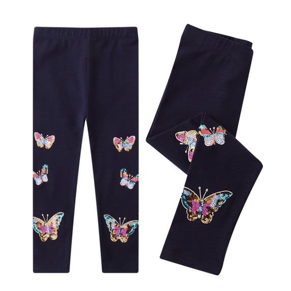 Esaierr Girls Butterfly Embroidered Leggings Toddler Spring Autumn Outside Bottoms Kids Comfortable Long Pants 2-7Y Versatile Spring Fall Trousers