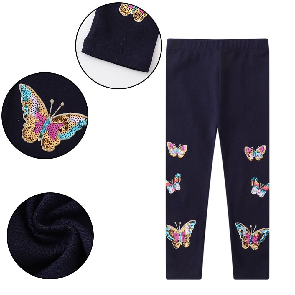 Esaierr Girls Butterfly Embroidered Leggings Toddler Spring Autumn