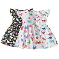thumbnail image 1 of Esaierr Girls Dresses for Kids Toddler,Little Girls Ruffled Floral a Line Dress Baby Summe Short Sleeves Dress Tutu Skirt Casual Dinosaur Cartoon Print Birthday Dress for 18M-6T, 1 of 8