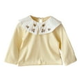 thumbnail image 1 of Esaierr Girls Embroidered Collar Tees for Toddler Newborn Long Sleeve Undershirts 0M-2Y Cotton Innerwear Tops Thin Section Autumn T-Shirt, 1 of 7