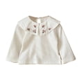 thumbnail image 1 of Esaierr Girls Embroidered Collar Tees for Toddler Newborn Long Sleeve Undershirts 0M-2Y Cotton Innerwear Tops Thin Section Autumn T-Shirt, 1 of 7