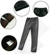 Esaierr Girls Faux Leather Winter Leggings for Baby Kids Fashion Stretchy Trousers Thick Fleece Lined Warm Long Pants 3-12Y