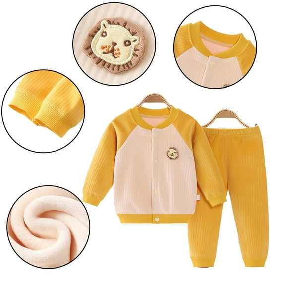 Esaierr Girls Fleece Thermal Underwear Set Baby Newborn Top + Long Pants Winter Clothes Set for 3M-24Y