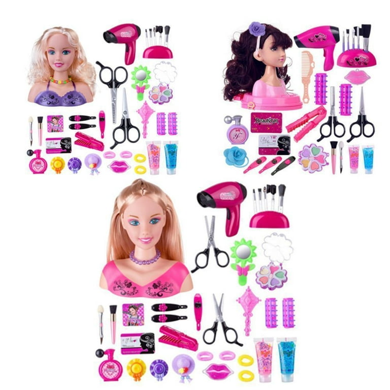 FANGZI 44 Pcs Hair Styling Makeup Doll Head for Girls Hair Dryer Cosmetic  Accessories Christmas Gift : : Toys