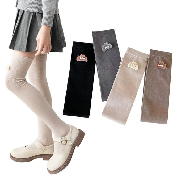 Esaierr Girls Knee High Socks for Kids Toddler,2 Pairs Knee Socks Uniform Socks for Girls Knee High Big Girls Knee High Socks Girls for 3-12Y