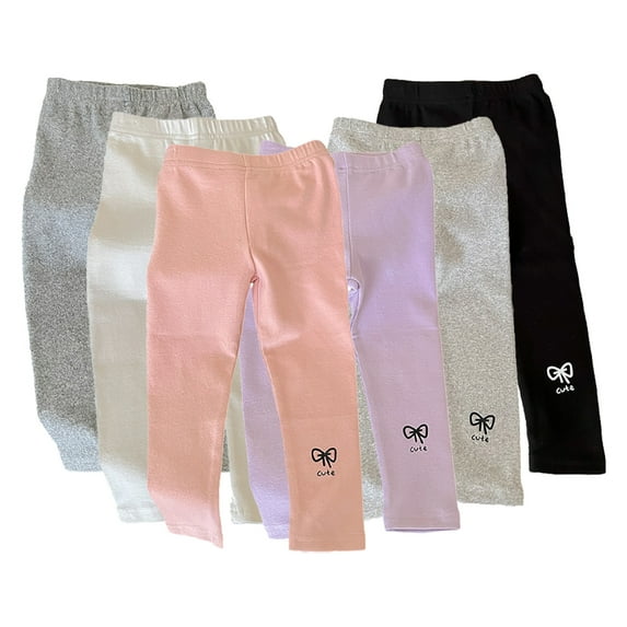 Esaierr Girls Spring Autumn Leggings Pants for Kids Baby 1- 10Y Toddler Elastic Waist Long Pants Kids Solid Color Casual Trousers Pants