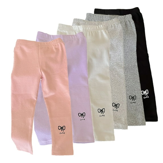 Esaierr Girls Spring Autumn Leggings Pants for Kids Baby 1- 10Y Toddler Elastic Waist Long Pants Kids Solid Color Casual Trousers Pants