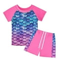 thumbnail image 1 of Esaierr Girls Swimsuits Baby Girls Water Sport Shorts Swimsuit 2 PCS Set Summer Beach Short Pants & Short Sleeve Swimwear Suit for Kids 5-10 Years Old, 1 of 9