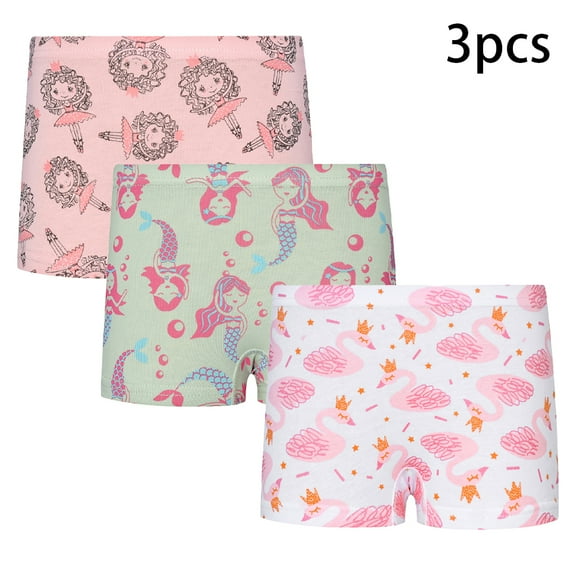 Esaierr Girls'Underwear for Baby Kids Soft Shorts Panties Comfort Cotton Knickers Underwear Little Girls Assorted Boyshort Panties 1-9Years (Pack of 3)