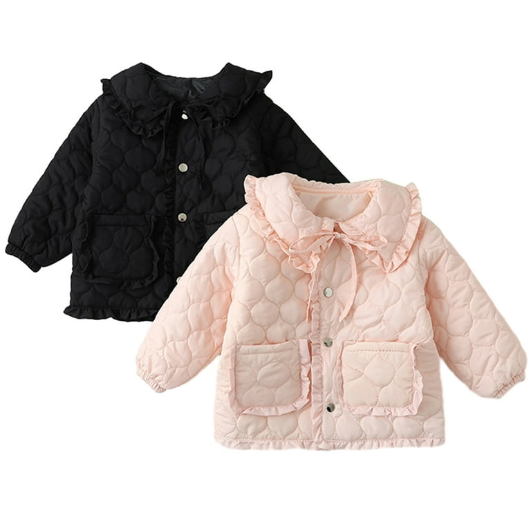 Esaierr Girls Warm Cotton Jacket for Kids Baby 2-8Y Solid Color