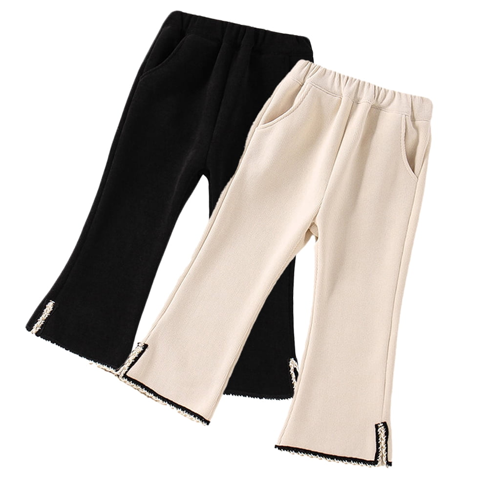 Esaierr Girls Winter Flare Pants for Girls Solid Color Flare Elastic  Trousers Autumn Open Flare Casual Bottoms 1-10 Years Old