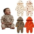thumbnail image 1 of Esaierr Infant Hooded Zipper Jumpsuit Girls Boys Hoodie Romper Winter Long Sleeve Clothes for Baby Newborn for 0-24M, 1 of 5