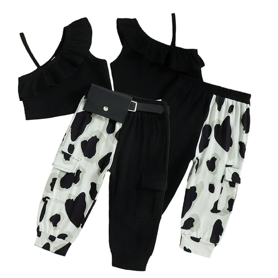 Esaierr Infant Toddler Baby Girls 2PCS Clothes Set Summer Slouchy Halter Tops with Printed Long Pants Outfits 9 Months-5 Years