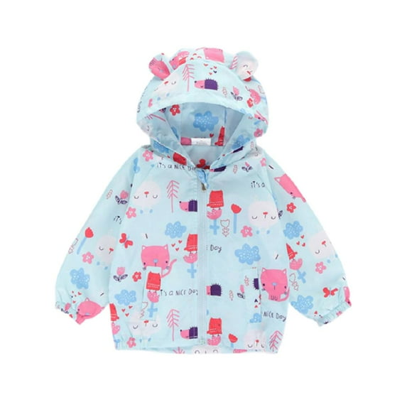 Esaierr Kid Toddler Boys Girls Casual Thin Section Cartoon Print Zip Jacket Daily Coats Windbreaker