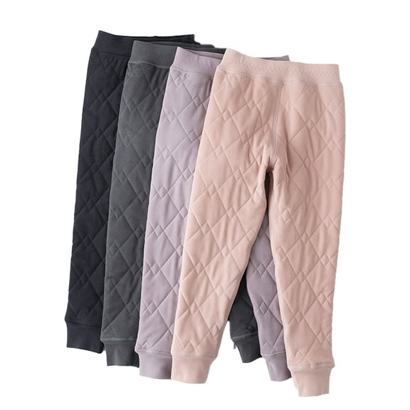 Esaierr Kids Adult Fall Winter Fleece Leggings Boys Girls Stretch Footless Three-Layer Thickened Bottoms Padded Warm Pants Baby Leggings Tights