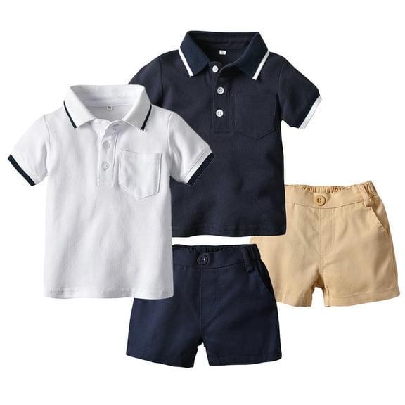 Esaierr Kids Baby Boys 2Pcs T Shirt Clothes Outfits Summer Short Sleeve T-shirt lapel Tops Short 1T 2T 3T 4T 5T Newborn Boys Casual Outfits