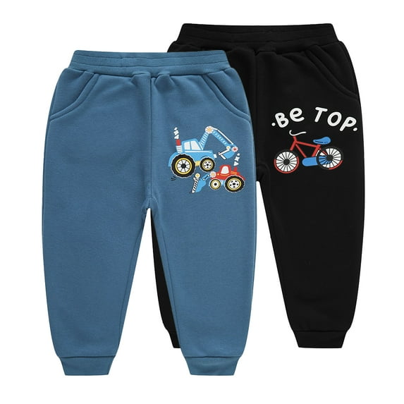Esaierr Kids Baby Boys Autumn Winter Sweatpants 1-10Y Toddler Fleece Pants Solid Color Cartoon Kid Elastic Waist Baby Jogger Pants Toddler Fleece Active Pants