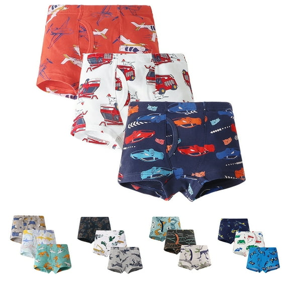 Esaierr Toddler Kids Boxer Briefs Underwear for Boys,Baby Breathable Soft Comfortable Cotton Boxer Briefs Dinosaur Training Boyshorts Little Boys Underwear 3pack for 3-8 Years Old