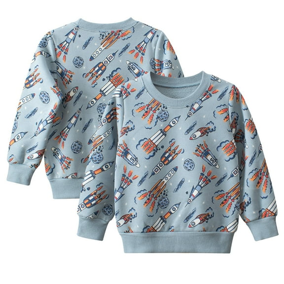 Esaierr Kids Baby Boys Crewneck Sweatshirt for 2-7 Years Boys Pullover Padded Tops Fall Winter Cartoon Sweatsuit Toddler Clothes