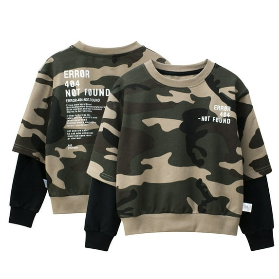 Esaierr Kids Baby Boys Fall Winter Sweatshirt Toddler Sweatsuit Little Big Boys Soft Lightweight Breathable Camouflage Sweat Casual Long Sleeve Pullover for 1-9Y