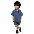 thumbnail image 1 of Esaierr Kids Baby Boys Girls Brother Sister Matching Outfits,Toddler twins outfits,Toddler Girls Denim Dress Toddler Boys Denim Sleeved Shirt Brother Sister summer Matching Outfits, 1 of 6
