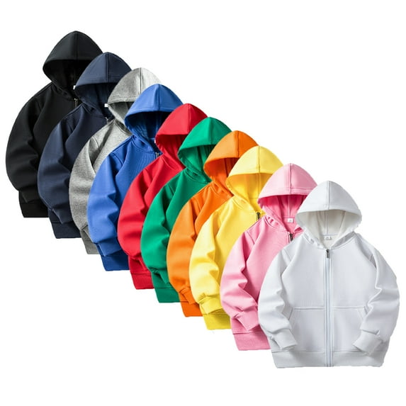 Esaierr Kids Baby Boys Girls Fall Winte Sweatshirt Toddler Casual Solid Color Fleece Hooded Zipper Sweatsuit Top Little Boys Girls Soft Plush Cotton Long Sleeve Cardigan for 1-10Y