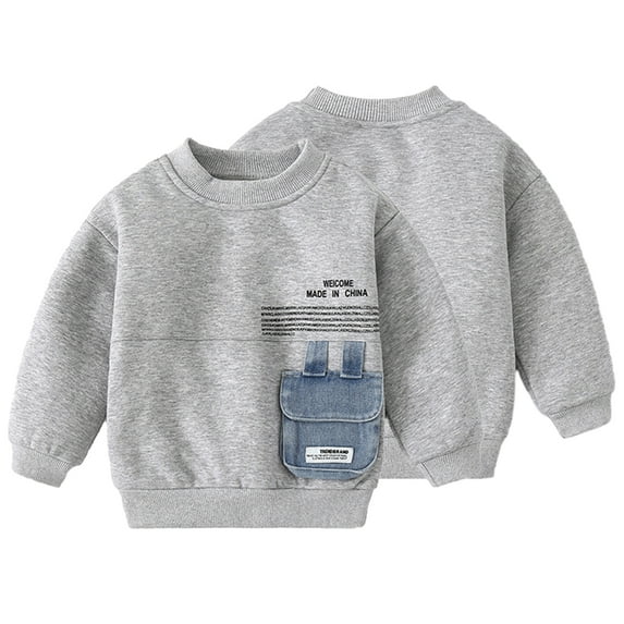 Esaierr Kids Baby Boys Girls Fall Winter Fleece Sweatshirt 1-7Y Toddler Casual Warm Sweatsuit Round Neck Pullover Top Unisex Winter Sweater Autumn Winter for 1-7T