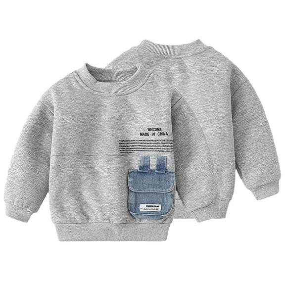 Esaierr Kids Baby Boys Girls Fall Winter Fleece Sweatshirt 1-7Y Toddler Casual Warm Sweatsuit Round Neck Pullover Top Unisex Winter Sweater Autumn Winter for 1-7T