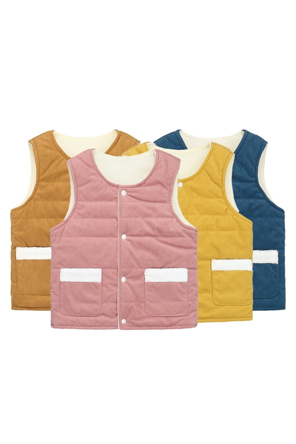 Kids Baby Boys Girls Fall Winter Vest Jacket for Boys Girls Fleece Vest Coats Toddler Casual Fall Winter Waistcoat Coats Kid Warm Sleeveless Jacket Outwear for 2-10Y