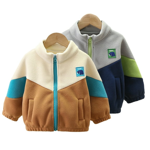 Esaierr Kids Baby Boys Girls Fleece Jacket Toddler Autumn Winter Cardigan Top Lapel Zipper Thicked Warm Coat Winter Outerwear