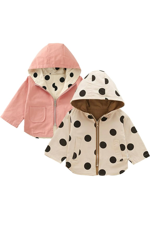 Kids Baby Boys Girls Spring Autumn Jacket Infant Lightweight with Hooded Cartoon Coats Toddler Infant Dot Print Windbreaker Outerwear for 9M-5Y