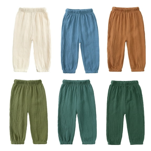 Esaierr Kids Baby Boys Girls Spring Summer Sweatpants Toddler Mosquito Repellent Pants Jogger Pants Elastic Waist Trousers Loose Long Bloomers Cotton Pants,Size 1-8T