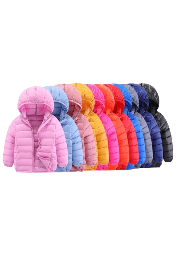 Kids Baby Boys Girls Winter Down Coat 2-12Y Toddler Warm Hooded Puffer Lightweight Water-Resistant Young Person Packable Jacket Puffer Outwear