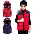 thumbnail image 1 of Esaierr Kids Baby Boys Girls Winter Puffer Vest Coat Toddler Lightweight Hooded Down Vest Jacket Hoodie Sleeveless Outwear New Warm Tank Top Comfort Zip Autumn Winter Down Waistcoat for 2-10Y, 1 of 6