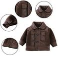 thumbnail image 1 of Esaierr Kids Baby Boys Jacket 2-6Y Toddler Leather Jacket Coat Kid Leather Jacket Fashion Lapel Autumn Winter Outerwear, 1 of 8