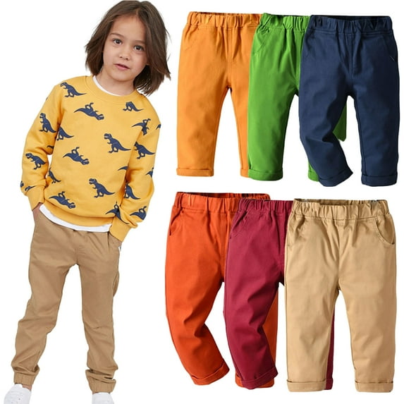 Esaierr Kids Baby Boys Pants 9M-10Y Baby Cotton Casual Pants Elastic Infant Casual Waist Toddler pring Autumn New School Uniform Pants