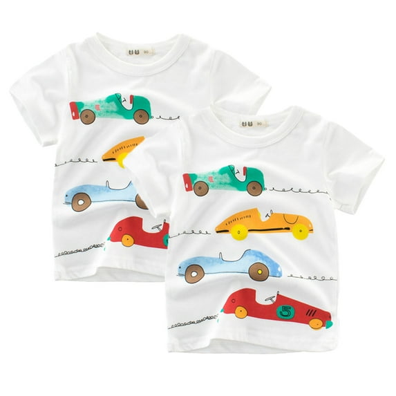 Esaierr Kids Baby Boys Short Sleeve T-shirt Tees 1-10Years Little Boys Cartoon Printing Crew Neck Pullover Toddler Casual Fashion Shirt