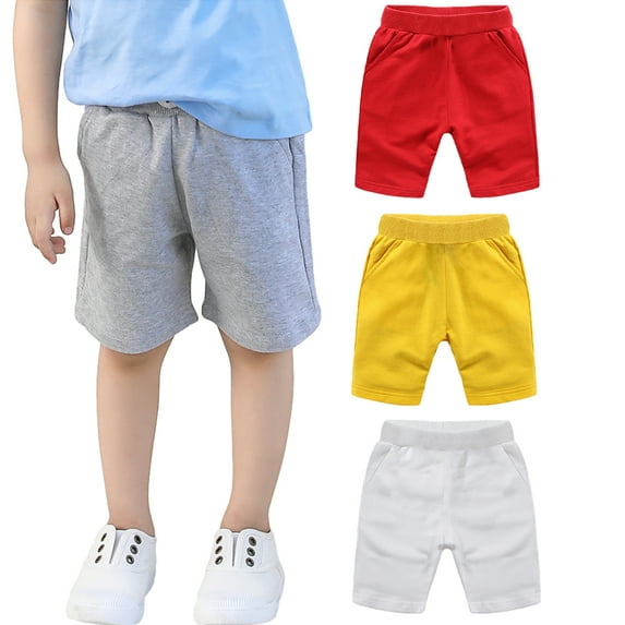 Esaierr Kids Baby Boys Shorts Pants 9M-10T Toddle Summer Athletic Knitted Shorts Elastic Solid Color Sports Shorts Soft Infant Cotton Casual Pants with Pockets