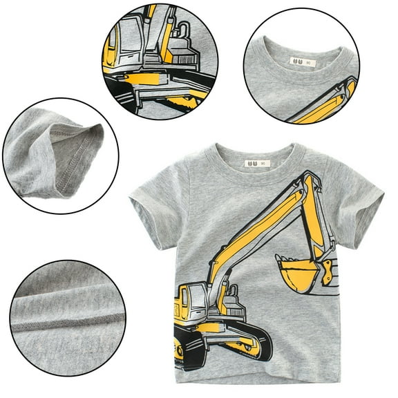 Esaierr Kids Baby Boys Summer T-Shirts Short-Sleeve Tees Toddler Summer Crew Neck Top Casual Pullover Cute Short-Sleeve Shirts Cotton Tees for 1-10Y