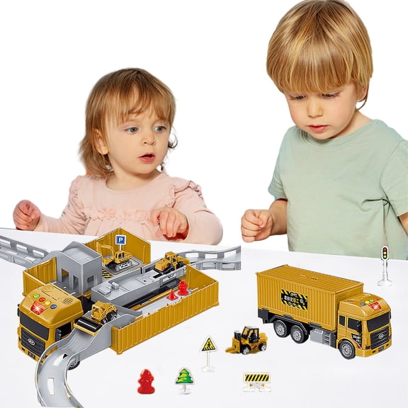 Esaierr Kids Baby Construction Toys Set Truck Storage Container Transport Car Toys Mini Alloy Construction Car Toys for Age 3 4 5 6 7 Kids Toddler Boys Girls Birthday Party Favo