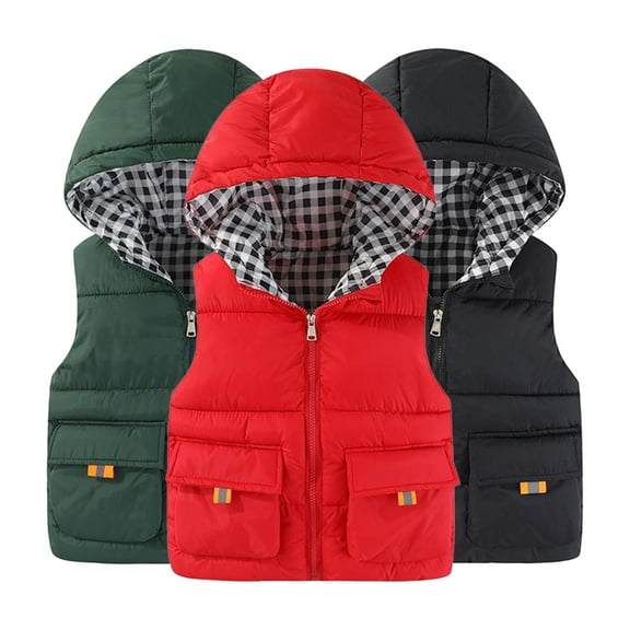 Esaierr Kids Baby Down Puffer Vest for Toddler Boys Girls Winter Jacket Outwear With Hooded Autumn Winter Warm Thickened Sleeveless Jacket for 2-10Y