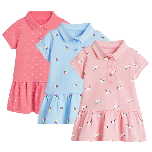 Esaierr Kids Baby Dresses for Girls,Toddler Summer Knitted Dresses Short Sleeve Cute Casual Soft Casual Ruffle Swing Long Midi Dress for 2-8Y