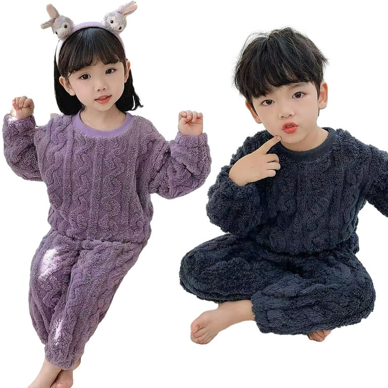 Esaierr Kids Baby Girls Boys 2pcs Warm Winter Fleece Pajamas Pj