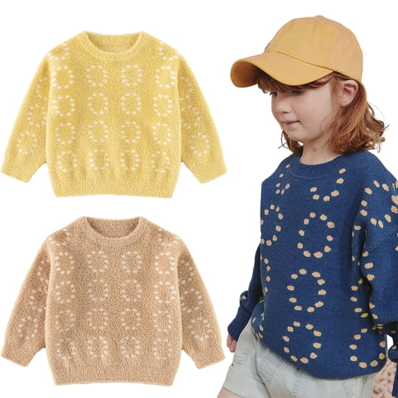 Esaierr Kids Baby Girls Boys Autumn Winter Knit Sweater,Long Sleeve Knitted Jumper Tops Winter Warm Pullover Tops 2-12Y Toddler Thickened Winter Sweater Sweatshirt
