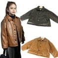 thumbnail image 1 of Esaierr Kids Baby Girls Boys Fleece Lined Leather Jacket for Toddler Padded Motorcycle Faux Leather Jacket Fall Winter Childrens Outerwear Coats for 1-12 Years, 1 of 9