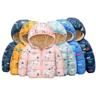 Esaierr Kids Baby Girls Boys Winter Warm Coat Fleece Outerwear,1-7Y Toddler Short Bear Ear Hooded Thick Jacket Printing Cotton Jacket